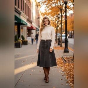 Vintage Eddie Bauer Calf Length Brown Corduroy Skirt Sz.14L